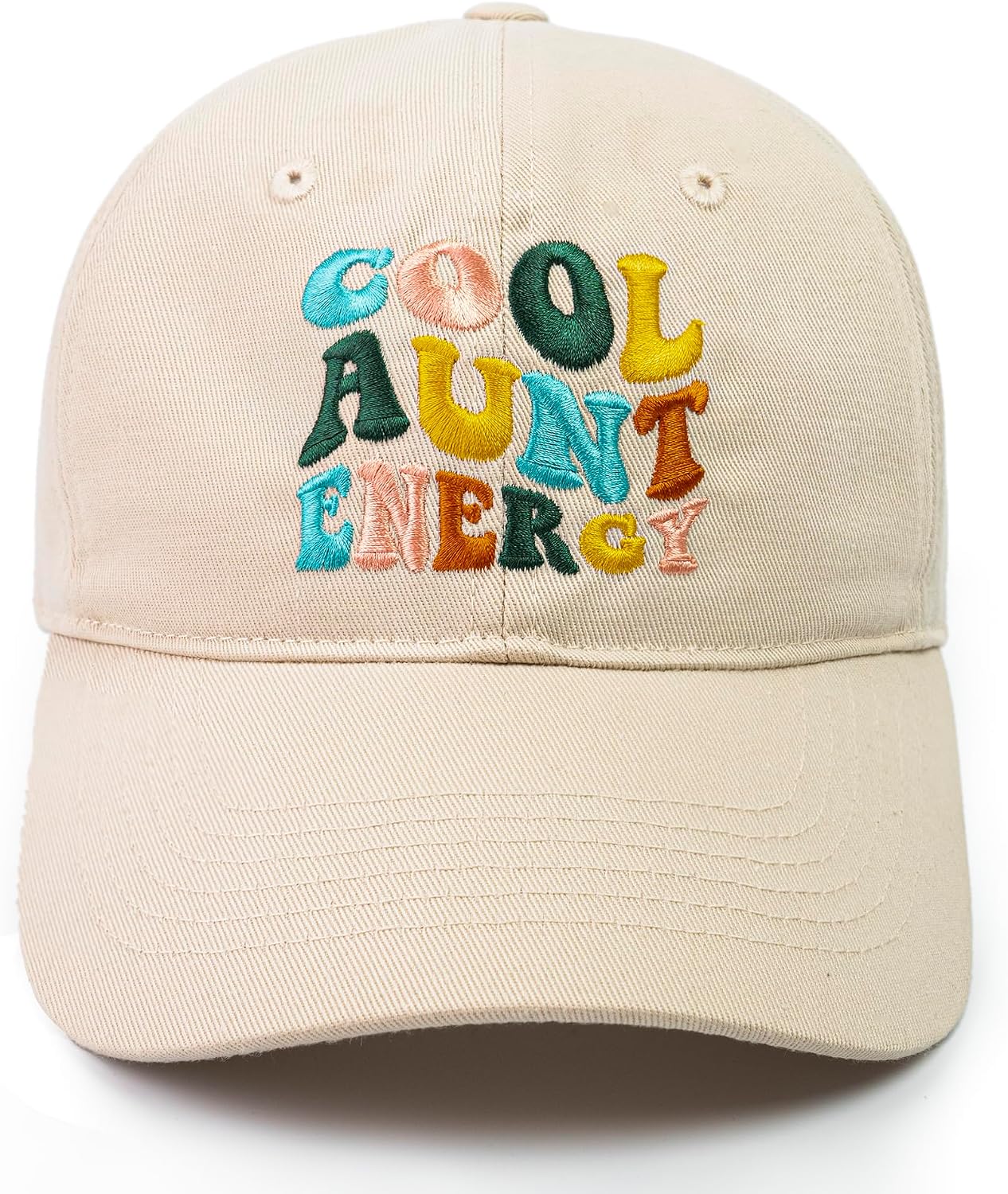 68LDROOTER Cool Aunt Energy Hat, Embroidered Cap for Women, Trendy Gift for Aunts, Adjustable Baseball Hat, Birthday Gift for Aunt (US, Alpha, One Size, Cream)
