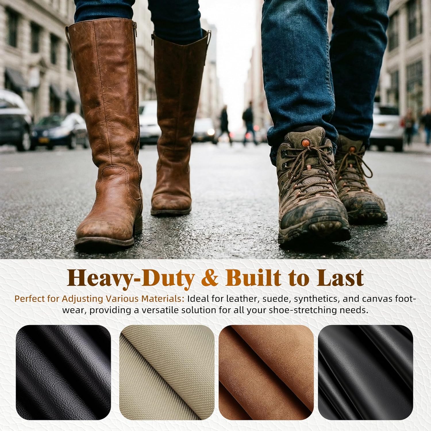 Boot Instep Stretcher & Vamp Raiser, Heavy Duty Cast Aluminum Shoe Stretcher for Western/Cowboy Boots, Adjustable Shoe Instep Raiser for Men and Women, Ideal for Work, Hiking and Daily Wear