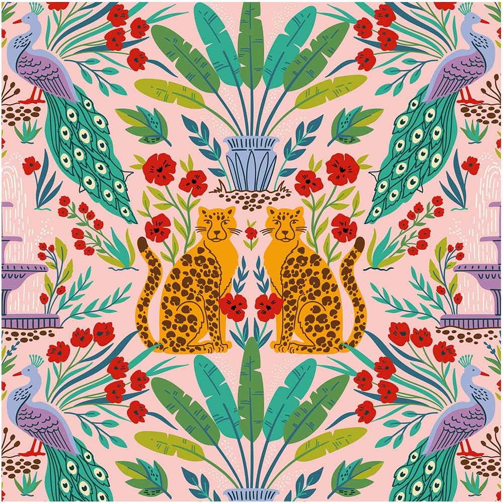 Peel and Stick Wallpaper Removable Pink Leopard Wallpaper for Bedroom Floral Renter Friendly Cheetah Wallpapers for Bedroom Tropical Pink Floral Contact Paper Home Decor 17.5 x 393 in