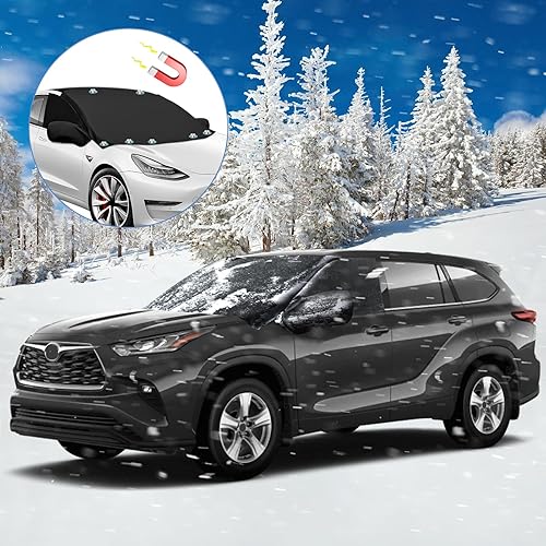 Miniatura 6 de Cubierta de nieve para parabrisas compatible con Toyota Highlander 2022 2023, cubierta de parabrisas delantero 600D para hielo y nieve, cubiertas de