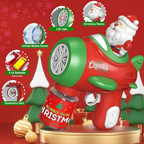 Miniatura 3 de ROHSCE Ametralladora de burbujas de Navidad para niños, juguete de burbujas de Navidad al aire libre, pistola automática para hacer burbujas con