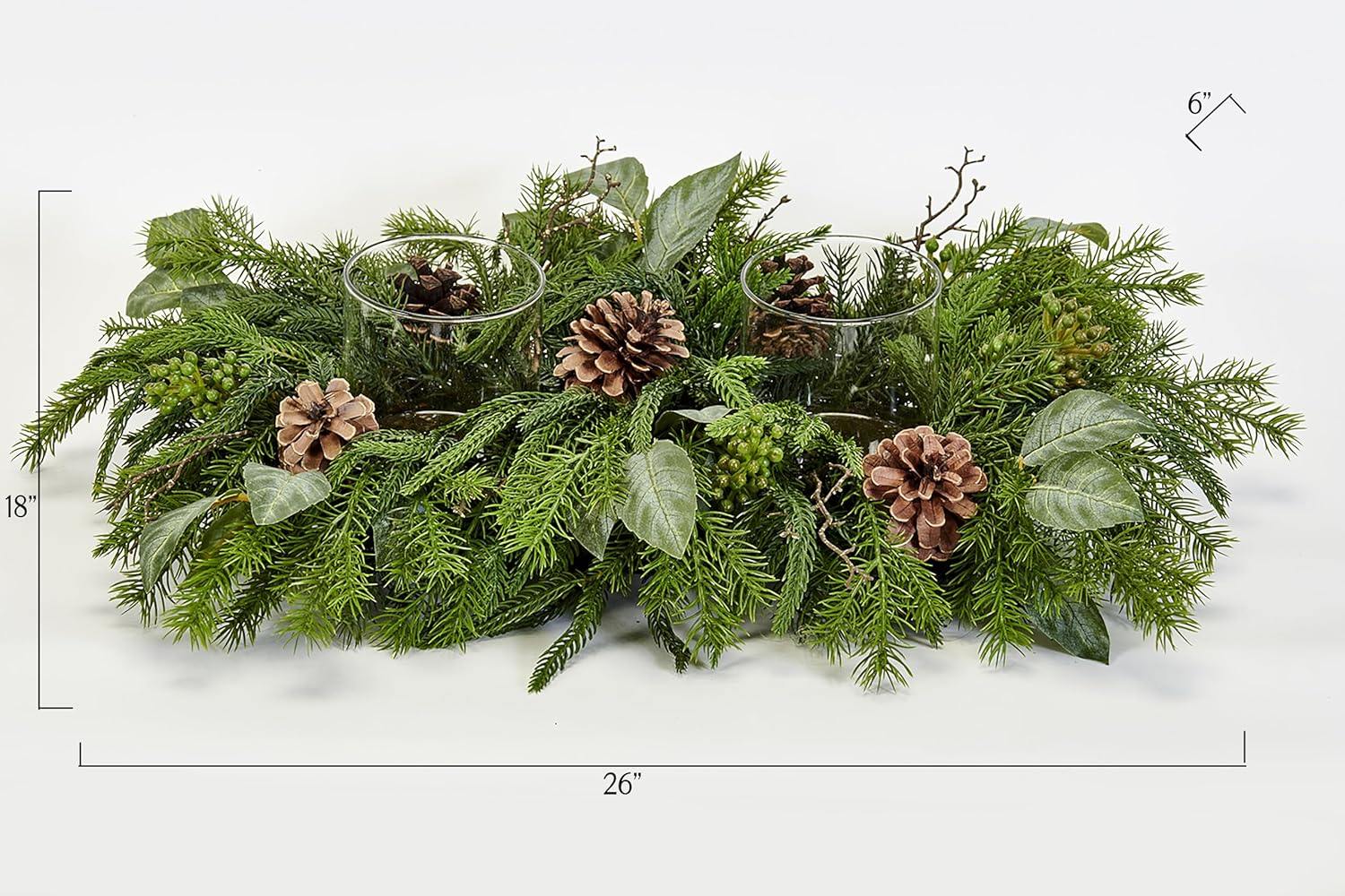 26" Artificial Real Look Cypress Pine Cones Leaves Candle Holder Christmas Centerpiece