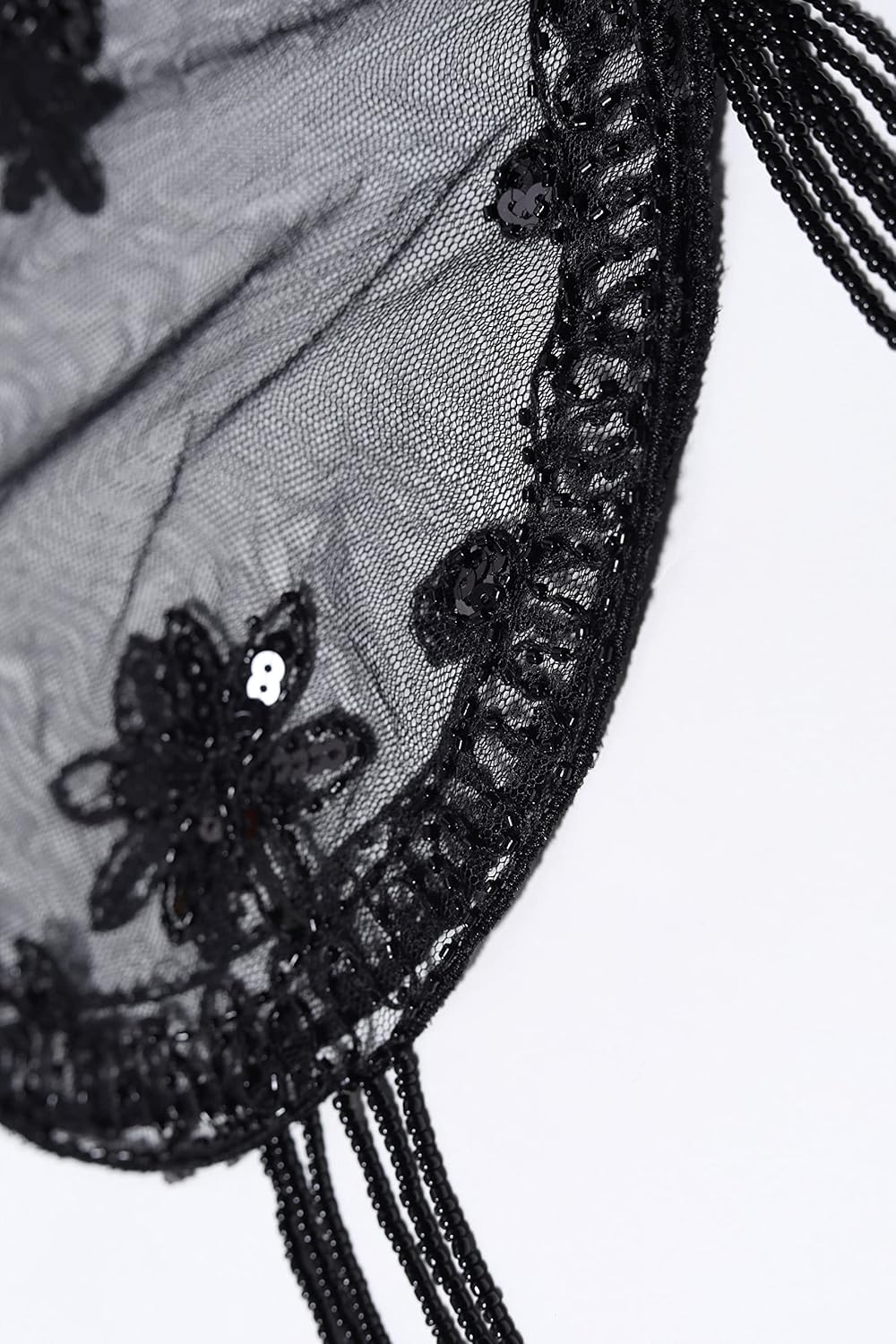 BABEYOND Sequin Beaded Evening Cape 1920s Fringed Shawl Wraps Wedding Bridal Shawl Scarf - Image 6