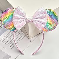 Vista 157 de FANYITY Orejas de ratón, diadema de lentejuelas con orejas de ratón para niños, niñas y mujeres (MN)