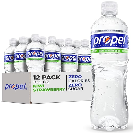 Propel, Kiwi Strawberry, Zero Calorie Sports Drinking Water with Electrolytes and Vitamins C&E, 16.9 Fl Oz (Pack of 12) - Packaging May Vary
