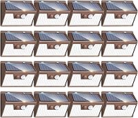 Vista 22 de Peasur Luces solares impermeables para exteriores, paquete de 4 140 luces LED con sensor de movimiento, 3 modos de luces de seguridad alimentadas