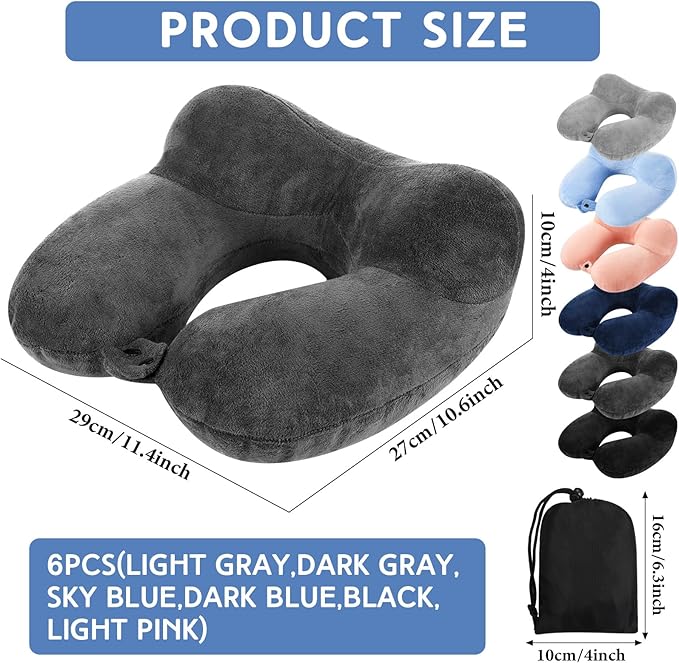 Set 6 Almohadas Inflables de Viaje Velvet Azul miniatura 3