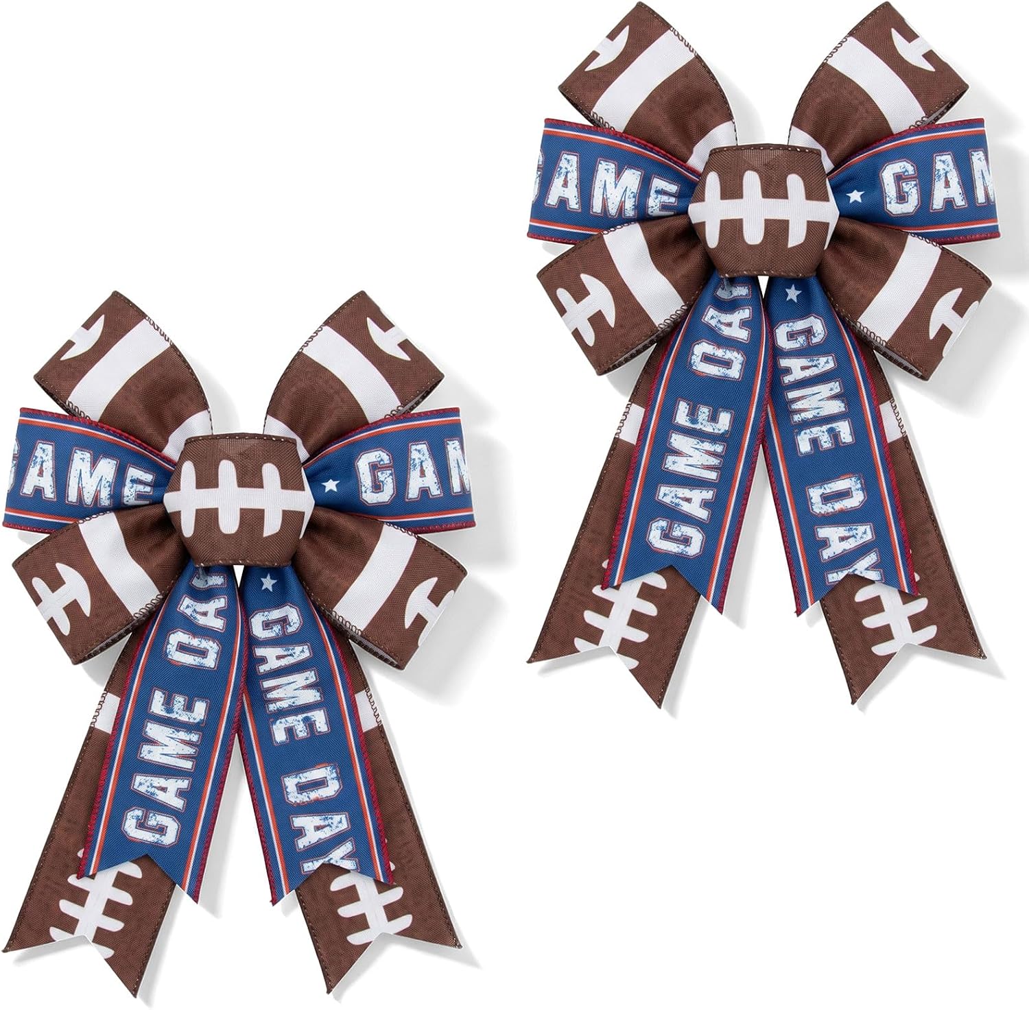 2PCS American Football Wreath Bows Fall Bows for Wreath Autumn Floral Bows American Football Burlap Fabric Decor Bows for Football Sports Event Thanksgiving Indoor Outdoor Decoration Supplies