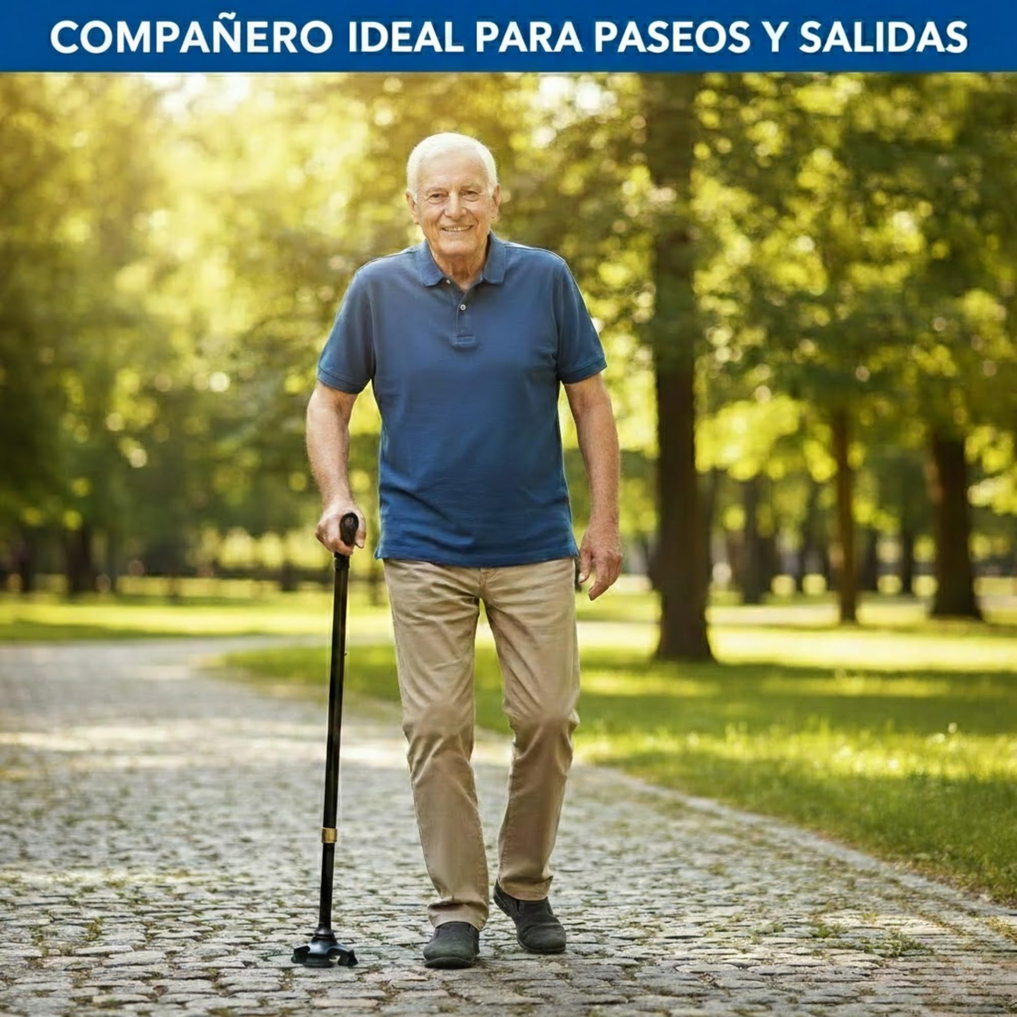 Bastón Plegable y Ajustable para Hombres y Mujeres – Ligero, con Mango Ergonómico y Bolsa de Viaje – Ideal para Personas Mayores y Adultos