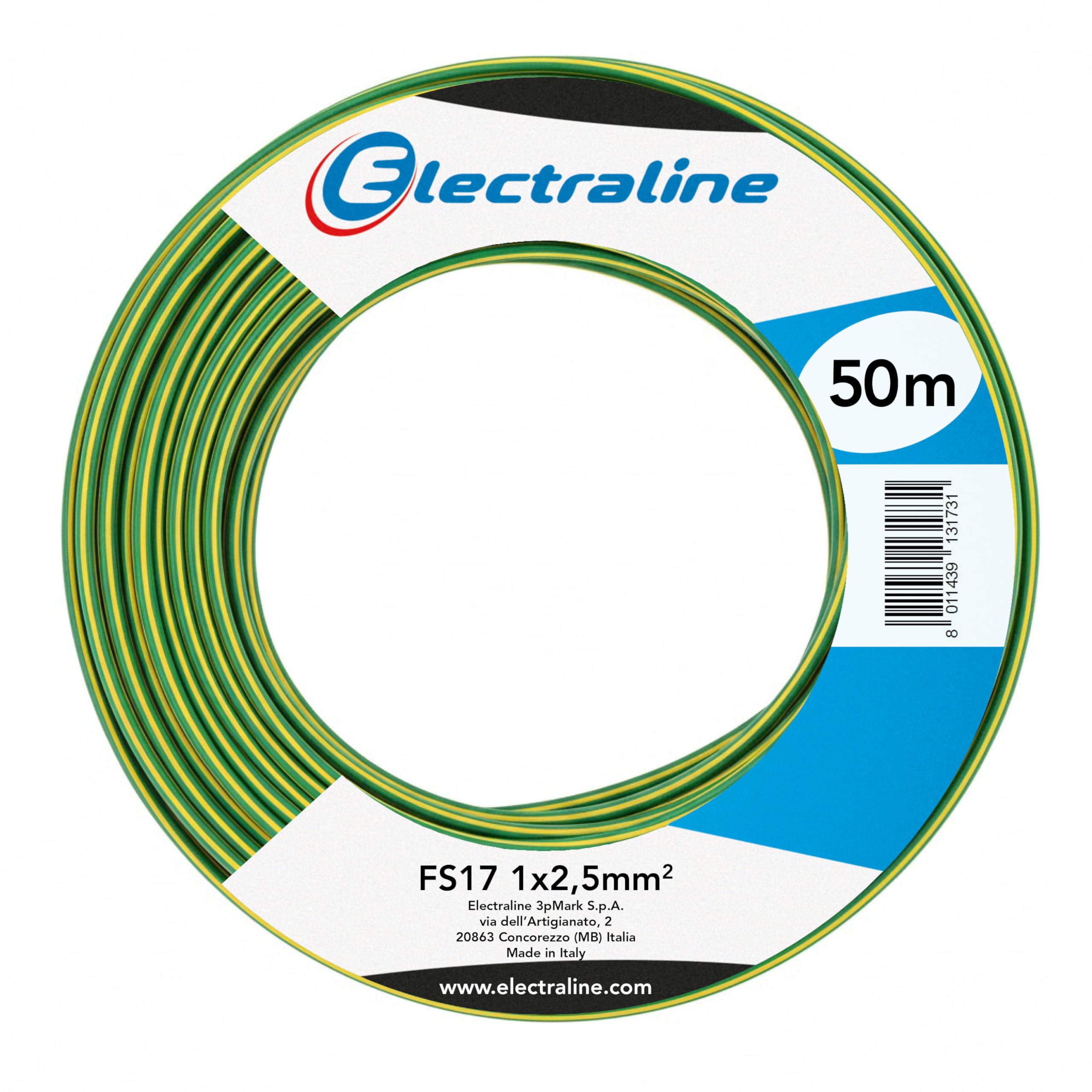 Electraline 13173 Cavo Unipolare FS17, Sezione 1 x 2,5 mm², Blu, 50M