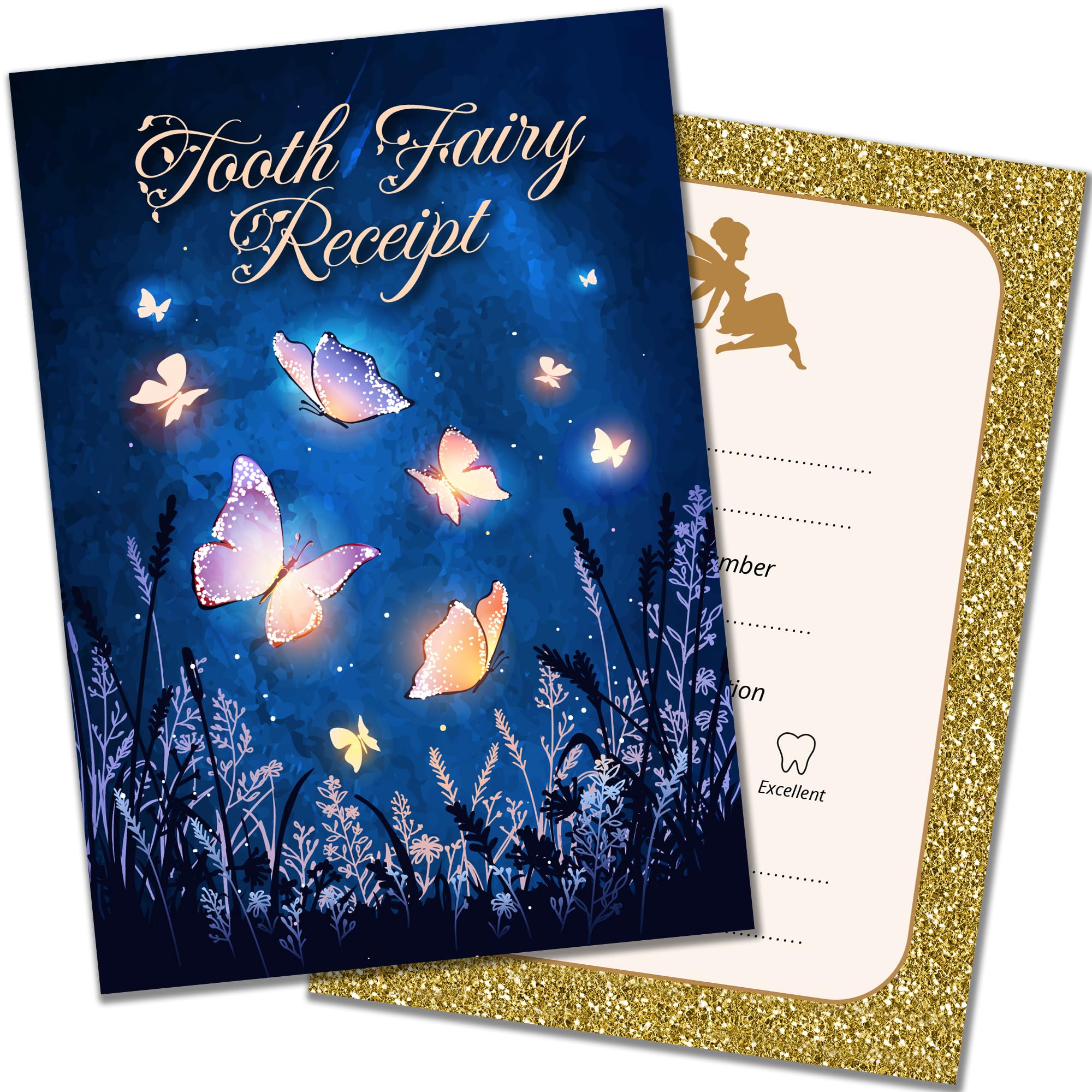 Olivia Samuel 20 PACK Tooth Fairy Certificates with Envelopes, Enchanted Garden Designs, Double Sided Receipts