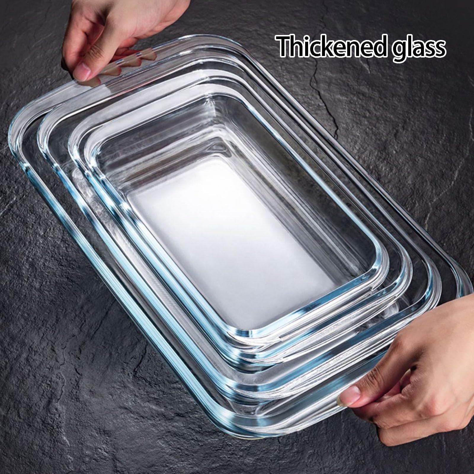 Pirofila rettangolare in vetro borosilicato, adatta al microonde, pentole da forno trasparente per cucinare, conservare alimenti, padella rettangolare in vetro trasparente, semplice