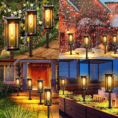 Miniatura 2 de Amzxart Luces solares para caminos al aire libre, luces solares para exteriores, impermeables, iluminación de paisaje, luces solares de jardín al