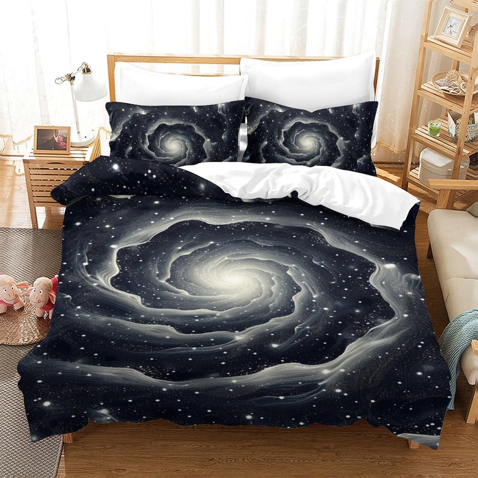 Housses de couettes respirantes imprimé galaxie 3D avec microfibre super douce