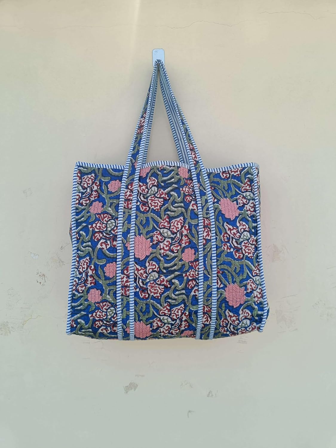 RAJBHOOMI HANDICRAFTS Women’s 100% Cotton Lightweight Shoulder Tote Bag with Interior Poeckt Casual Handbag for Women