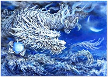 Better Selection 5D Diamond Painting Kit DIY Diamond Embroidery Painting Art Chinese Dragon Number Kit Home Wall Decor Full Drill Blue 30x40cm