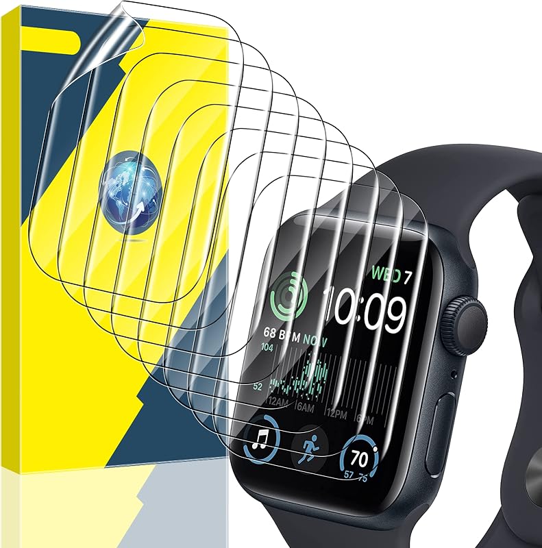 YMHML Paquete de 8 protectores de pantalla compatibles con Apple Watch 44 mm SE 3 / SE 2/1 Series 6/5/4, [película flexible mejorada] Película suave HD transparente antiarañazos para accesorios iWatch