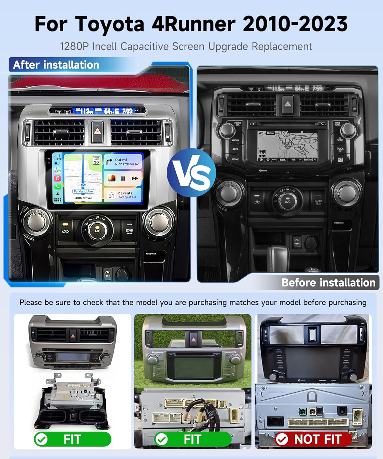 4G+128G Android Car Stereo for Toyota 4Runner 2010-2023 with DSP Wireless Carplay Android Auto, Sellrich 9 inch 1280 * 720 in-Cell Touch Screen Radio Bluetooth 5.0 GPS WiFi FM/RDS SWC Backup Camera
