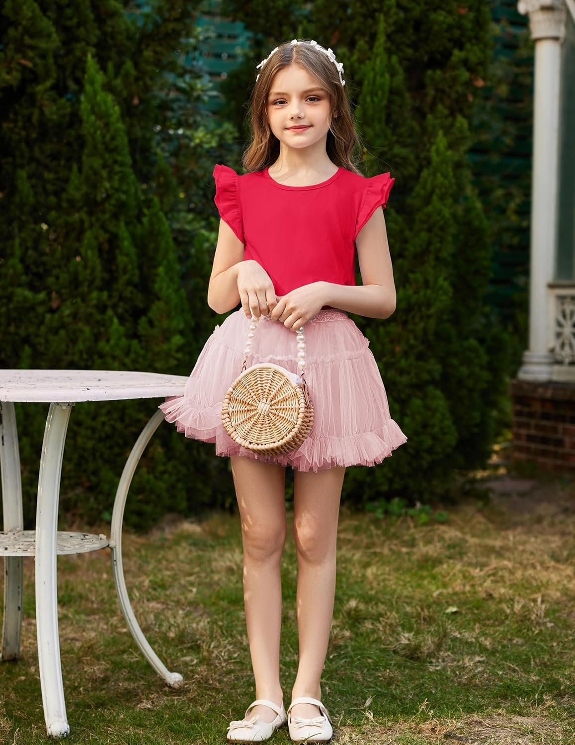 Arshiner Girls Shirts Ruffle Short Sleeve Summer Cute Casual Crewneck Tops Blouse Tee - Image 5