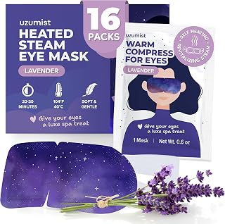 Heated Eye Mask For Dry Eyes - 16pcs Self Heating Steam Eye Mask - Warm Compress For Eyes - Warming & Ready To Use For Sleep & Relaxation - On-The-Go Warm Eye Compress For Dry Eyes Travel Essentials