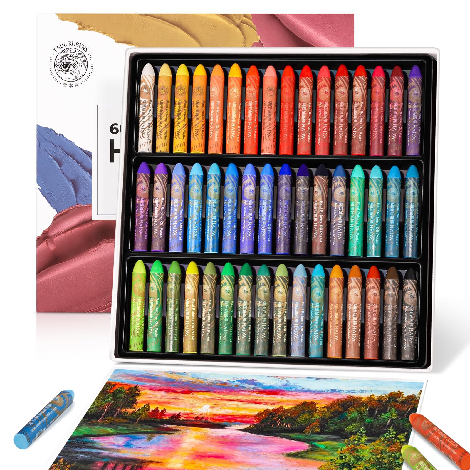 Paul Rubens, 48 Farben, weiche Ölpastellkreiden für Künstler, lebendig und cremig, vielseitig, Kunst, Malen, Zeichnen