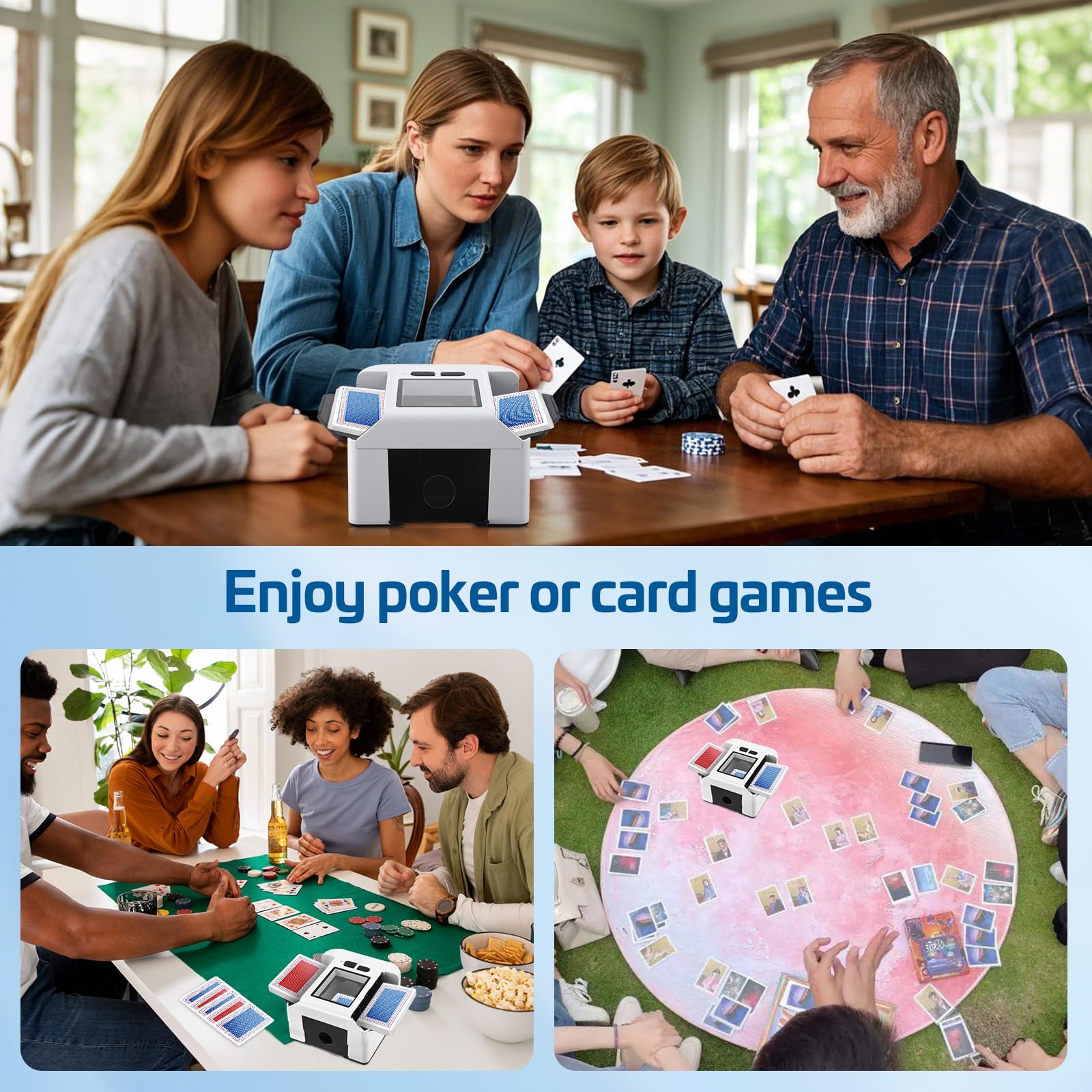 Barajador De Cartas Automático, Repartidor De Cartas Eléctrico Para 1-2 Barajas, Repartidor De Cartas, Recargable 2000mah, Barajador De Cartas Con Automático Y Manual Para Poker Uno Blackjack Skip-Bo