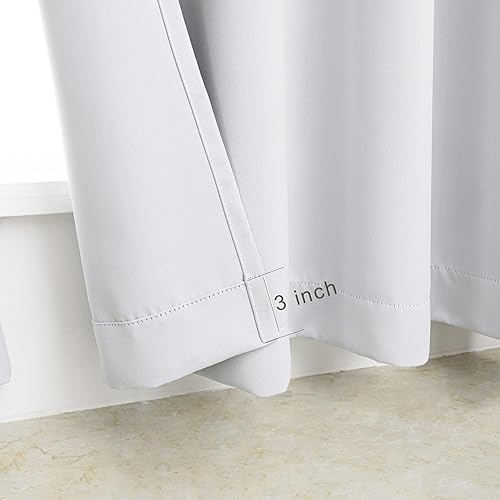 Miniatura 4 de Pickluc Cortinas opacas blancas grisáceas con ojales de 84 pulgadas de largo, 2 paneles de cortinas de ventana con bloqueo de luz para sala de