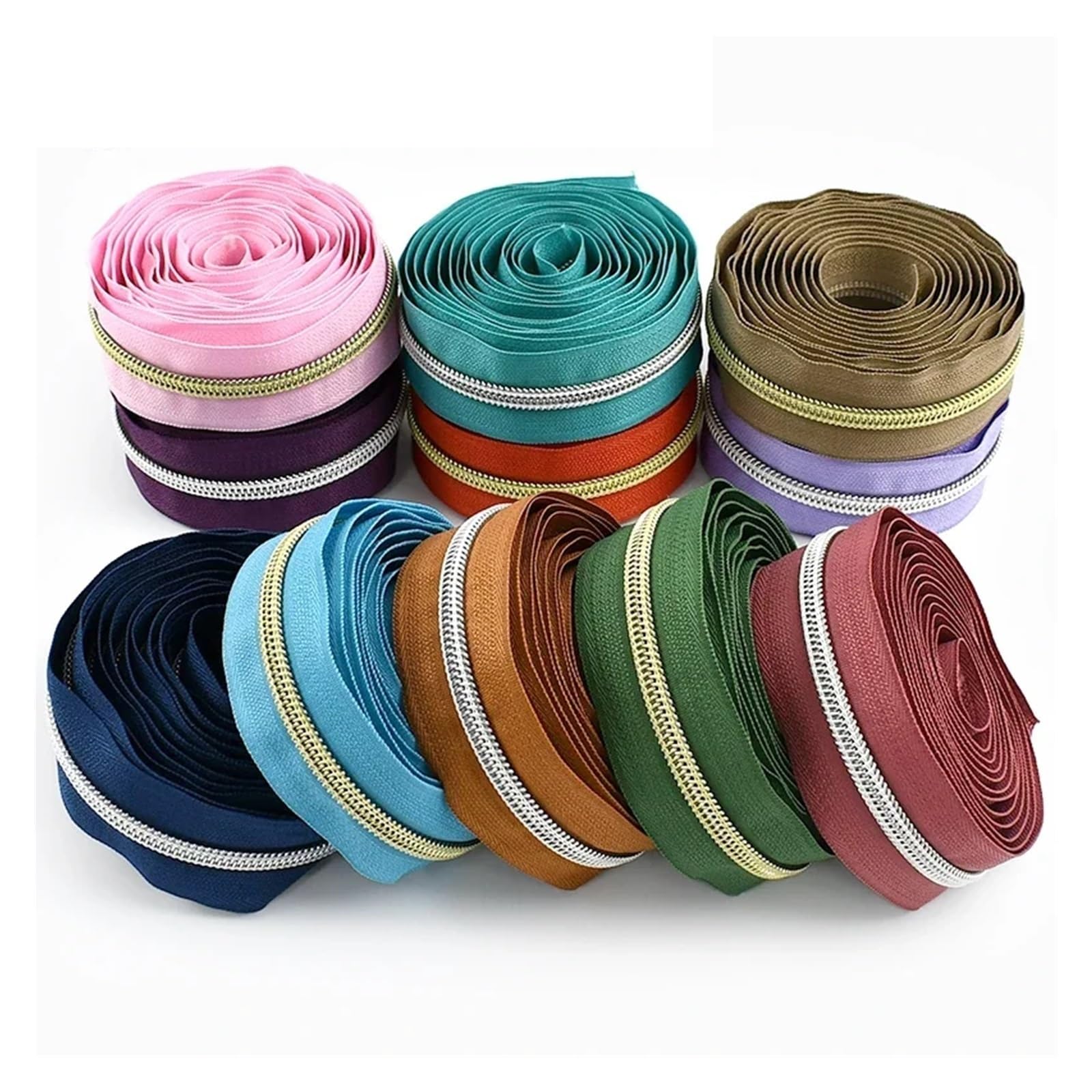 Cinta de cremallera bobina nailon, dientes dorados y plateados 10/30/50M for bolsa costura DIY, artesanía reparación ropa Para Costura, Manualidades, Vestidos