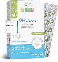 WHITE OMEGA Kids Omega-3 Capsules for Children, Sugar-Free, Tasteless, High Purity Fish Oil, Optimal DHA & EPA Ratio 90.00