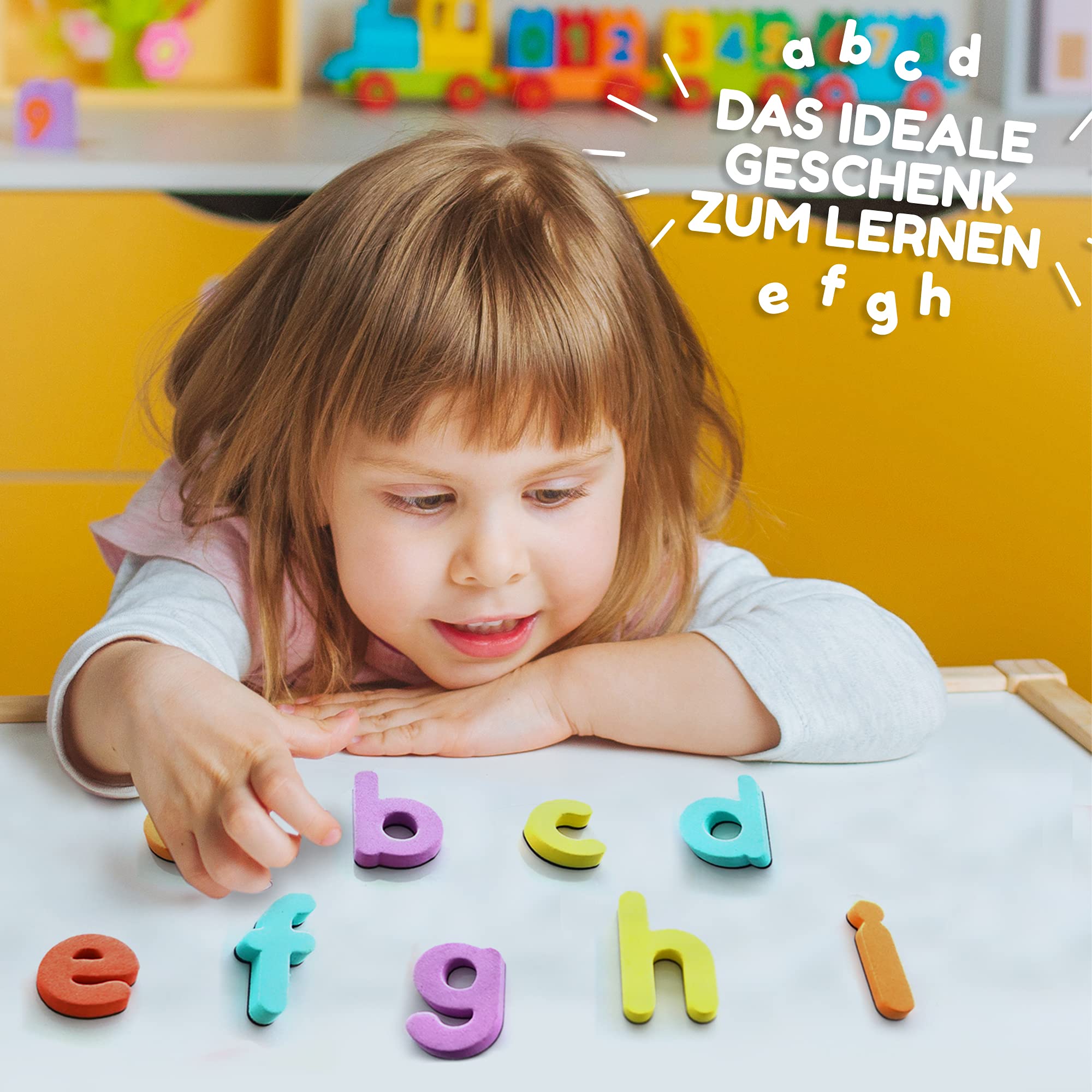 Smart Panda Magnetyczne litery i cyfry dla dzieci – [1 x A-Z, 3 x a-z, 2 x 0-9 i symbole niemieckie] zestaw alfabetów magnesy na lodówkę dla dzieci – gry ABC do nauki literowania i czytania