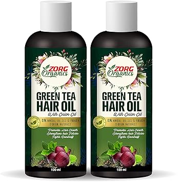 Zorg Organics Green Tea Hair Oil with Onion Oil for Hair Improvement Hair Oil (Pack of 2) (200 ml)