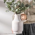Mitt&Ditt Ceramic Flower Vase with Handles, 11 inch Tall Off-White Vase, Large Decorative Terracotta Vases, Farmhouse Rustic Pottery Vases for Home Decor, Living Room, Table