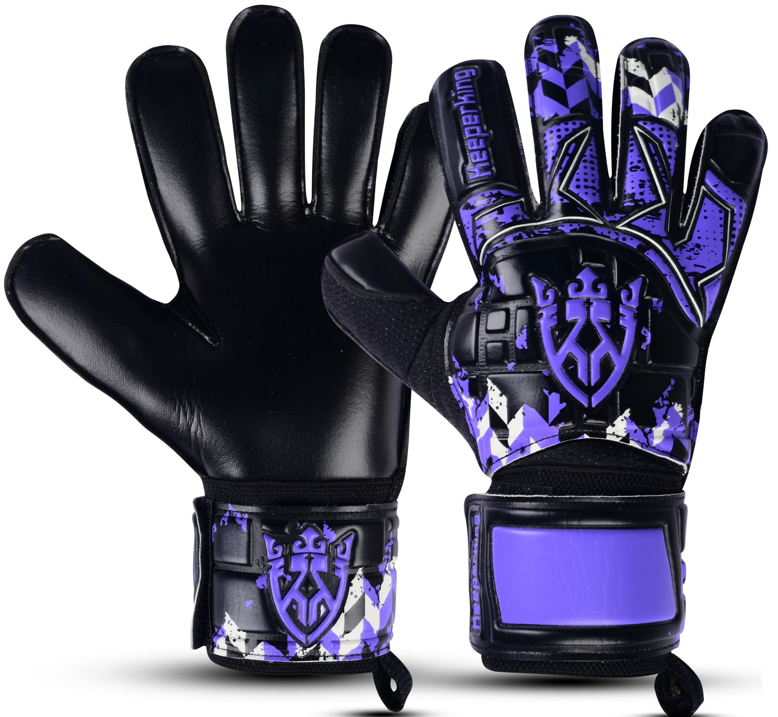 Keeperking Guanti da portiere per adulti, bambini, ragazzi, con e senza protezione per le dita, rimovibili, 4 mm, diverse dimensioni e colore unisex