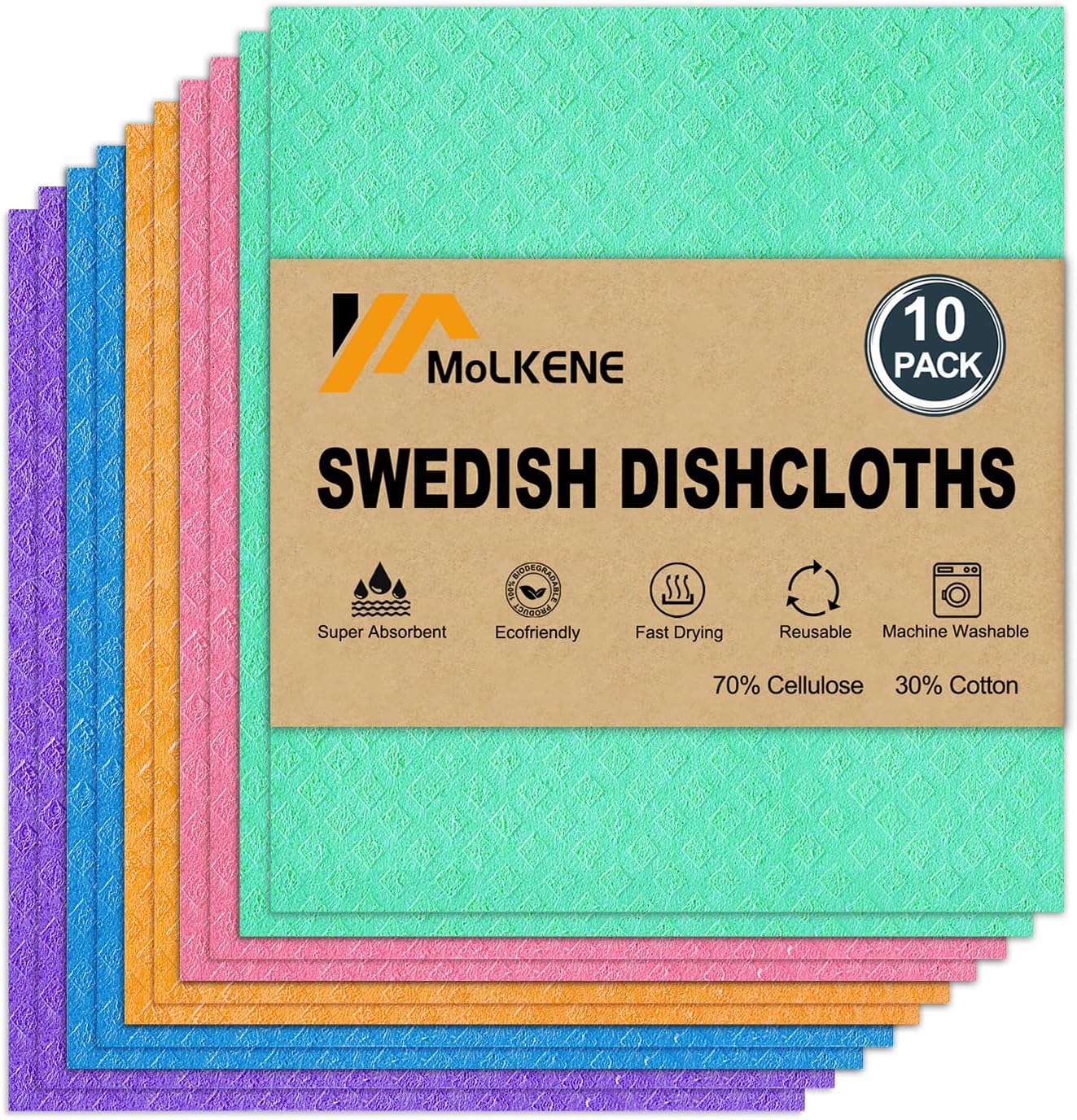 MoLKENE Swedish Dish Cloths โ 10 Pack