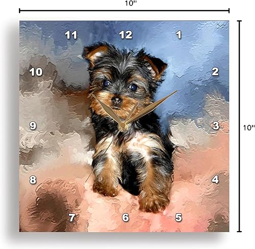 Miniatura 4 de 3dRose DPP_3868_3 Reloj de pared para cachorros Yorkie de juguete, 15 x 15 pulgadas