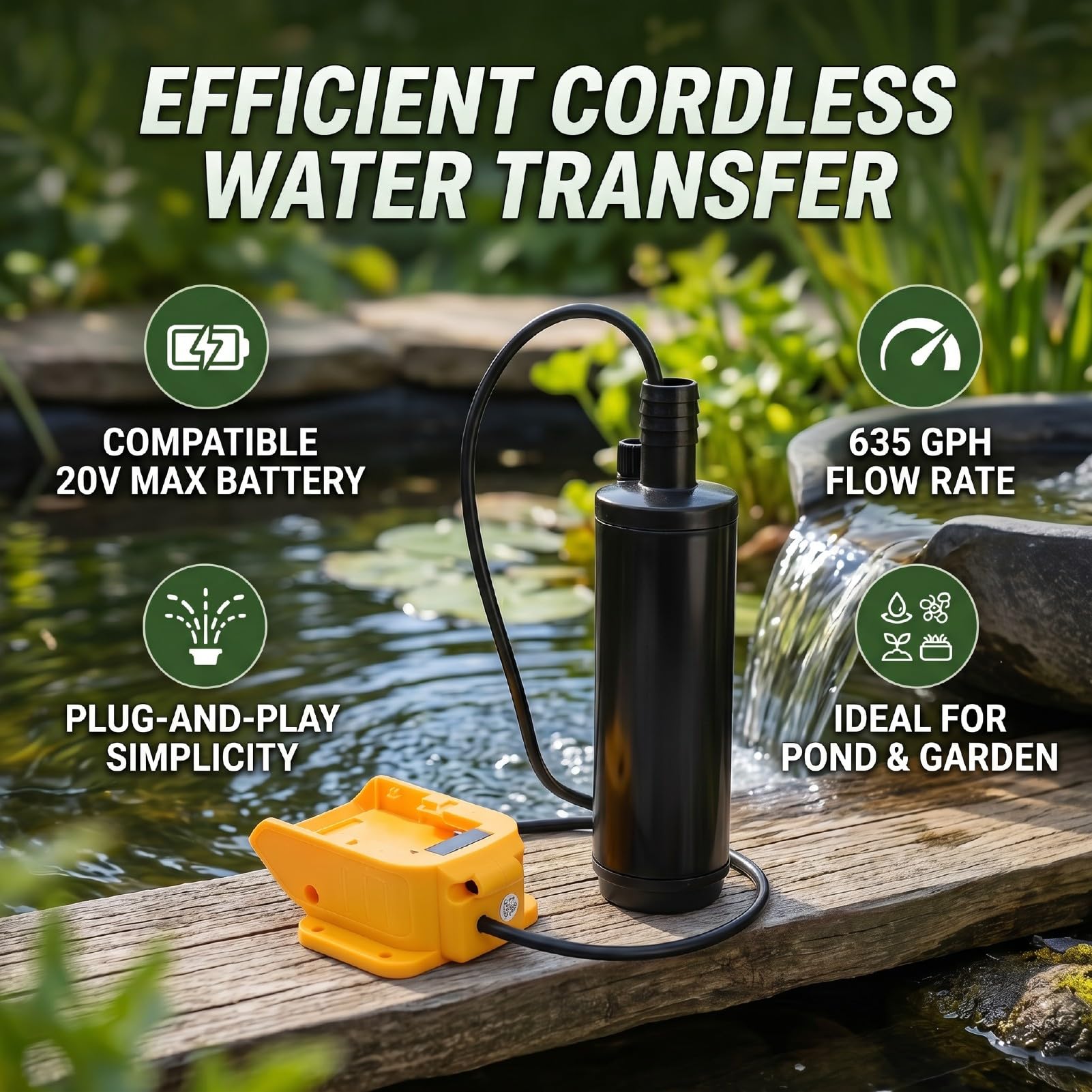 Marhynchus Pompa Travaso Acqua Senza Fili 100W, Uso Versatile