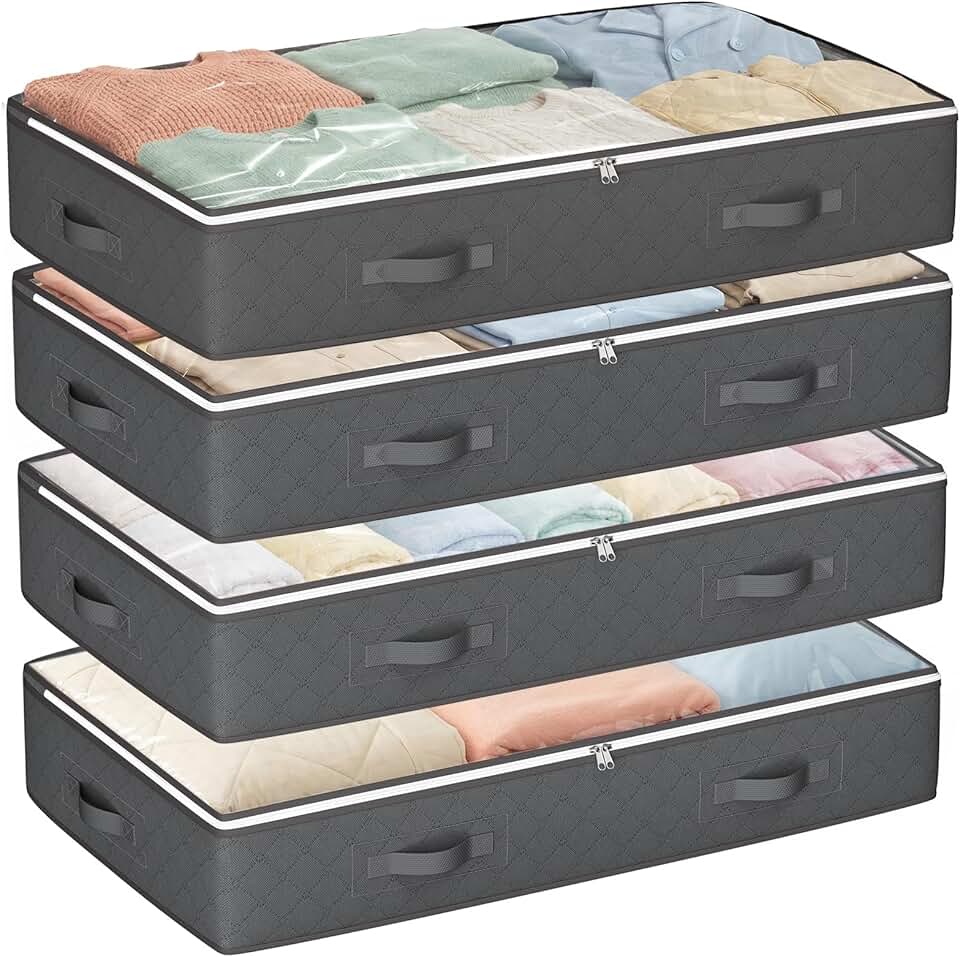 90L Under Bed Storage Containers, Closet Organizers and Storage Bins, Foldable Underbed Storage Bags for Linen Sheets, Blanket, Cl