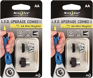 Nite Ize LED Upgrade Combo II Compatible with AA Mini Maglite - Convenient Flashlight Kit with LED & Tail Cap Switch - Powerful Flashlight Upgrade for Camping & Hiking - 2 Pack