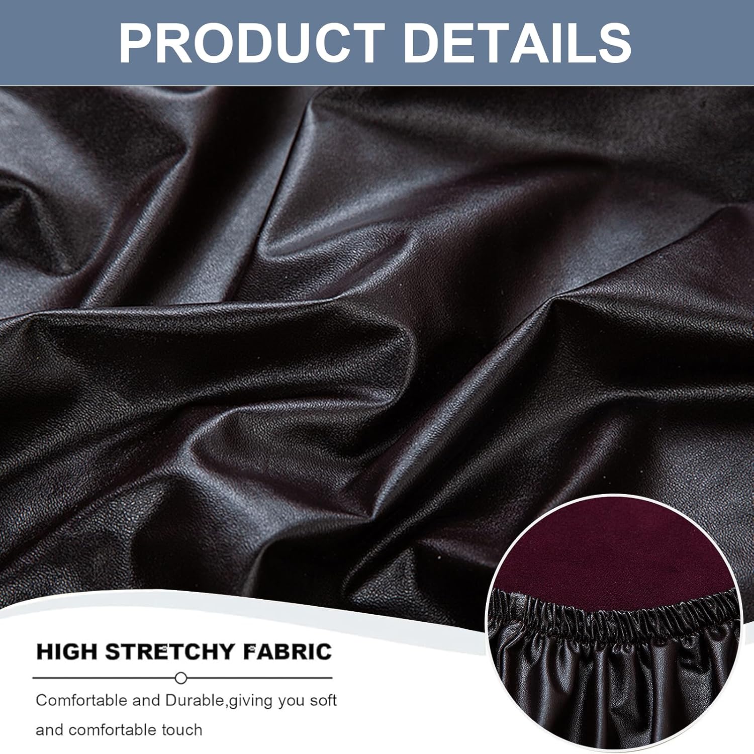 Eco-Ancheng Waterproof PU Leather Dining Chair Covers Set of 5 with Bench Chair Cover Parsons Chair Slipcover Upholstered Bench Slipcover for Dining Room Hotel Restaurant-5 Piece