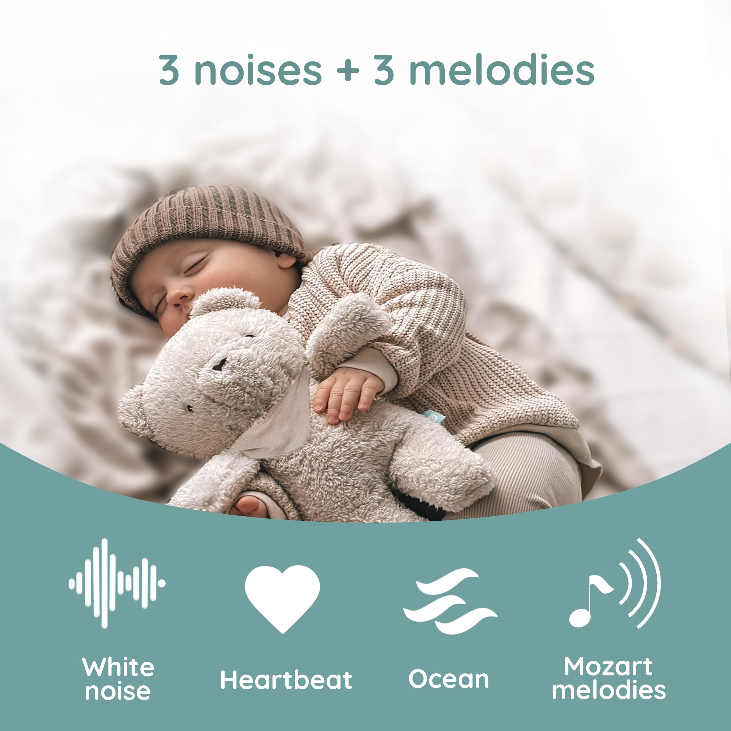 myHummy Bear Beige Duo - Sonno con app - Musica per dormire & Baby Comfort