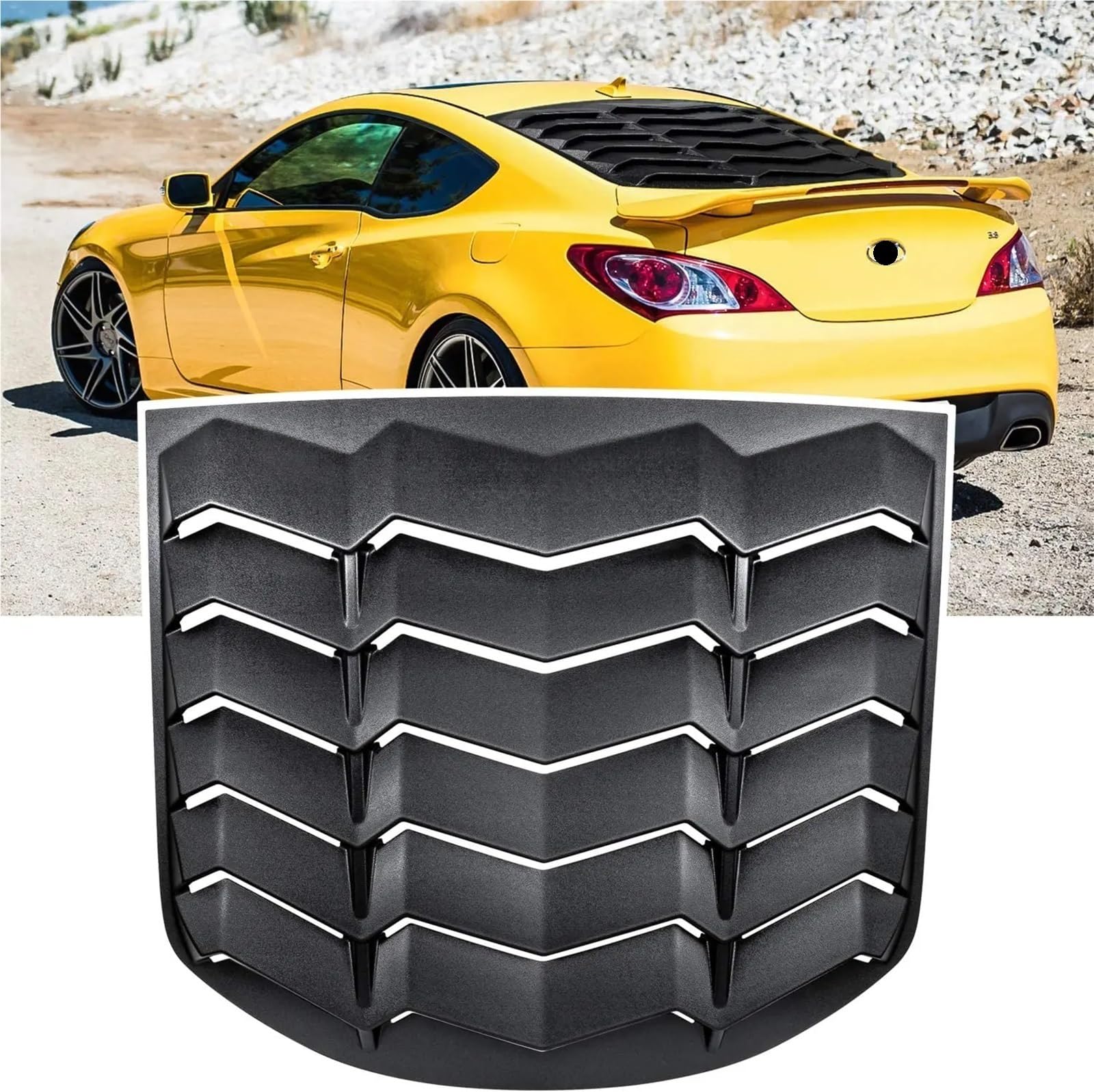 ABS Rear Window Louver Compatible for Hyundai Genesis Coupe 2010-2016 Wind-Shield Sun Shade Cover in GT Lambo Style