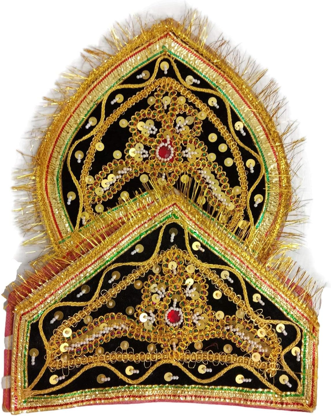 BookMyCostume Ravana Lankesh Crown Mukut Kids & Adults Fancy Dress Costume Accessories Free Size Golden/Black