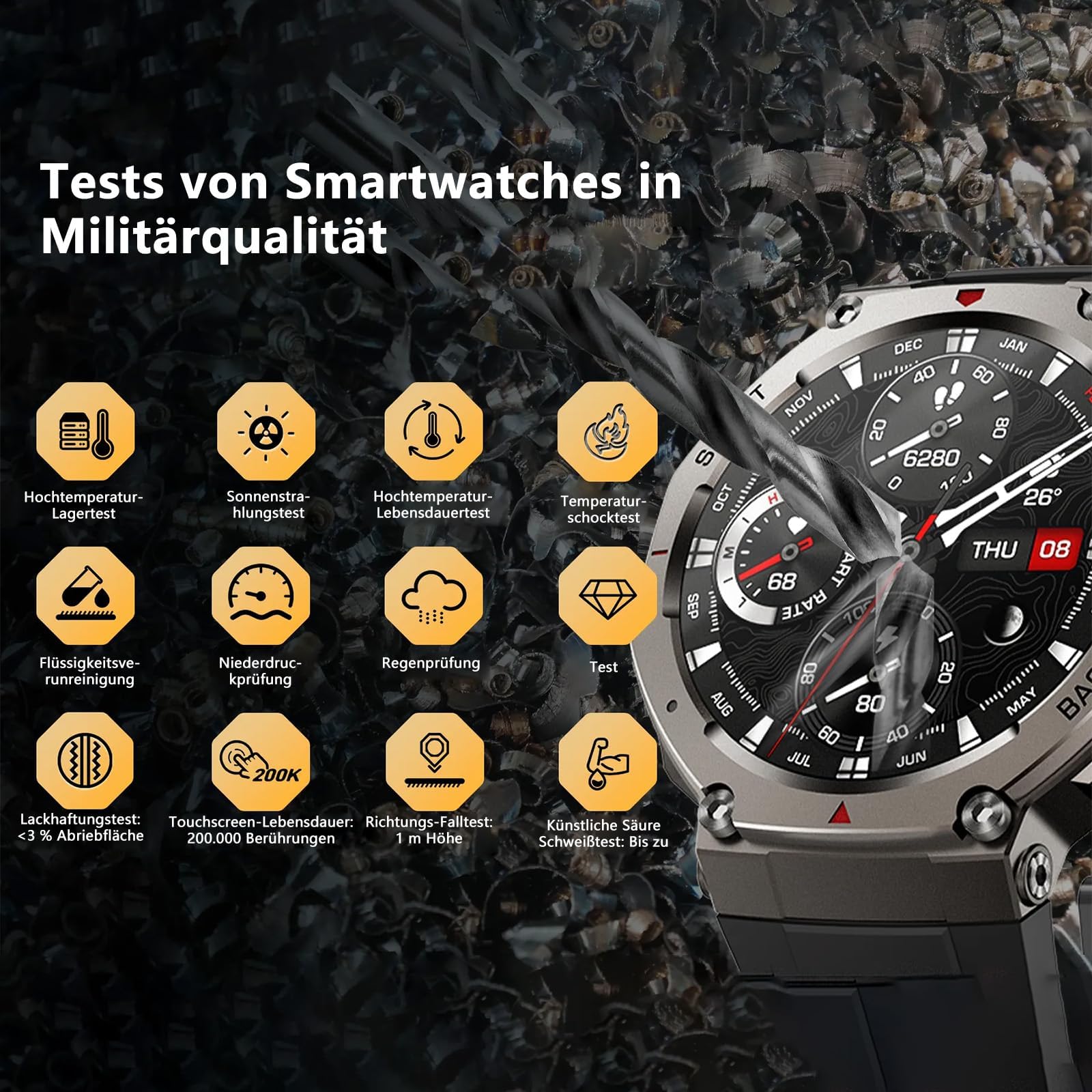 Reiteag Sekoda Gps Sports Smartwatch Doppia Frequenza, Oltre 170 Dati Su Fitness E Salute, Durata Della Batteria Di 15 Giorni, Frequenza Cardiaca E Spo₂, Impermeabile