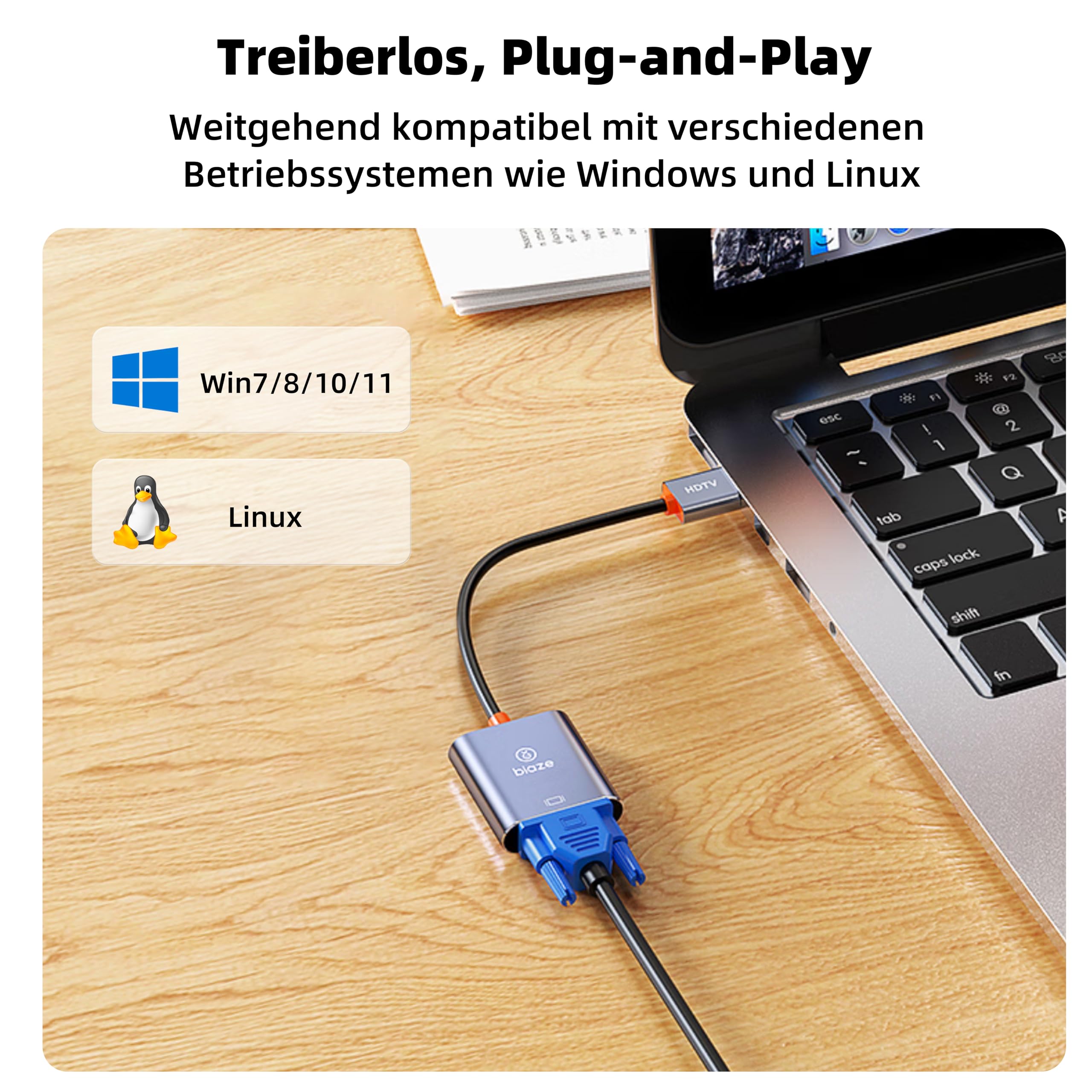ZH276 adapter HDMI na VGA, 10 szt. 1080p 60 Hz, adapter (wtyczka na gniazdo) do laptopa, komputera, monitora TV, projektora, pozłacanego kabla przyłączeniowego