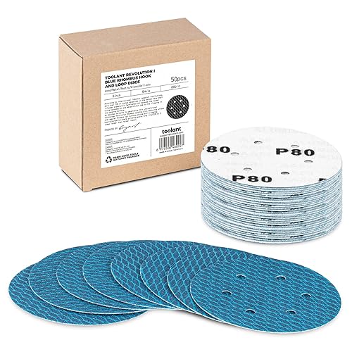 Disco de lijado de 6 pulgadas en forma de diamante de grano 80, revolucionario disco de lijado de gancho y bucle con 6 agujeros patentado para