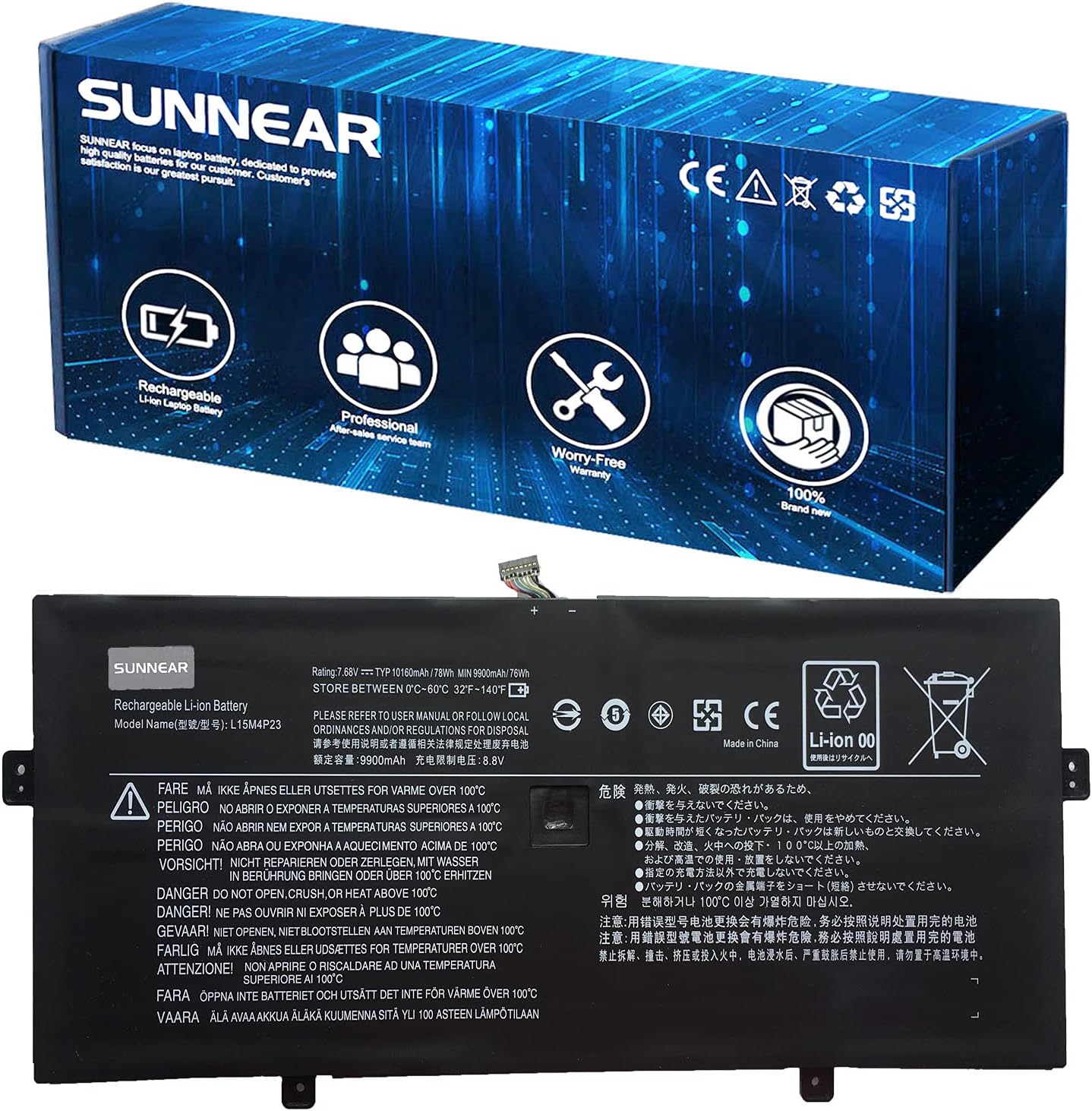 Buy Sunnear L15m4p23 78wh Laptop Battery Replacement For Lenovo Ideapad Yoga 910 13ikb Glass 80vg 80vf Yoga 5 Pro Series Notebook L15m4p21 L15c4p22 L15c4p21 5b10l22508 7 68v 4 Cells Online In Indonesia B086tz46sj