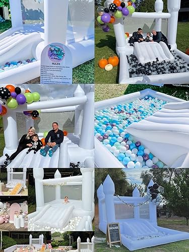 Miniatura 8 de Casa inflable blanca con soplador de aire portátil grande piscina y espacio de salto casa inflable 3 en 1 para niños inflables para niños material