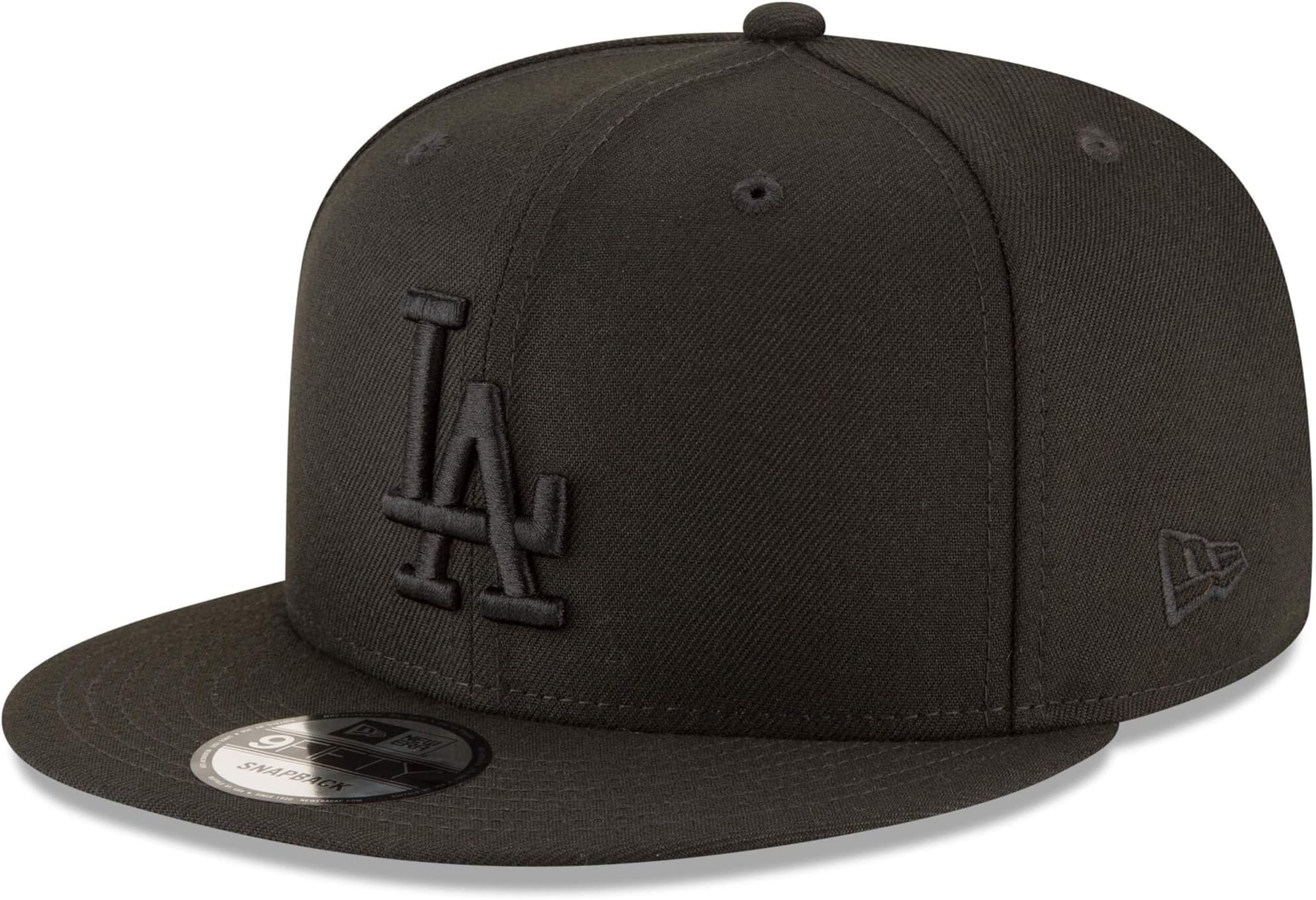 New Era MLB 9FIFTY Black Black Primary Logo Team Adjustable Snapback Hat Cap One Size Fits All - Los Angeles Dodgers Black