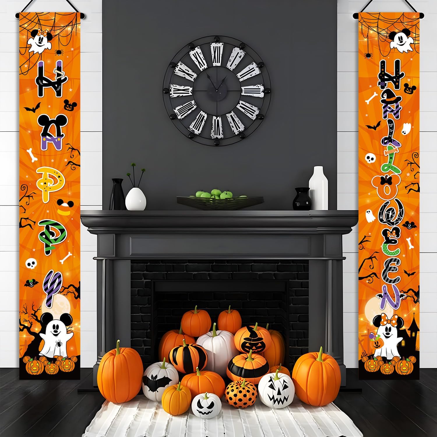 2pcs Mouse Halloween Decorations Porch Sign Banner