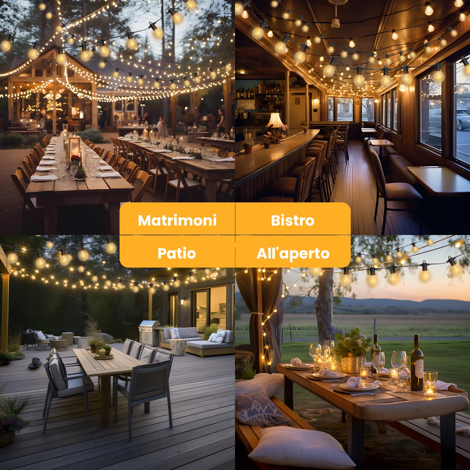 ZOTOYI Luci solari per esterni, 30 m, luci a festone da giardino, IP65, impermeabili, con 40+2 lampadine LED infrangibili, G40, luce bianca calda, per cortile, gazebo, recinzione, tetto delle feste
